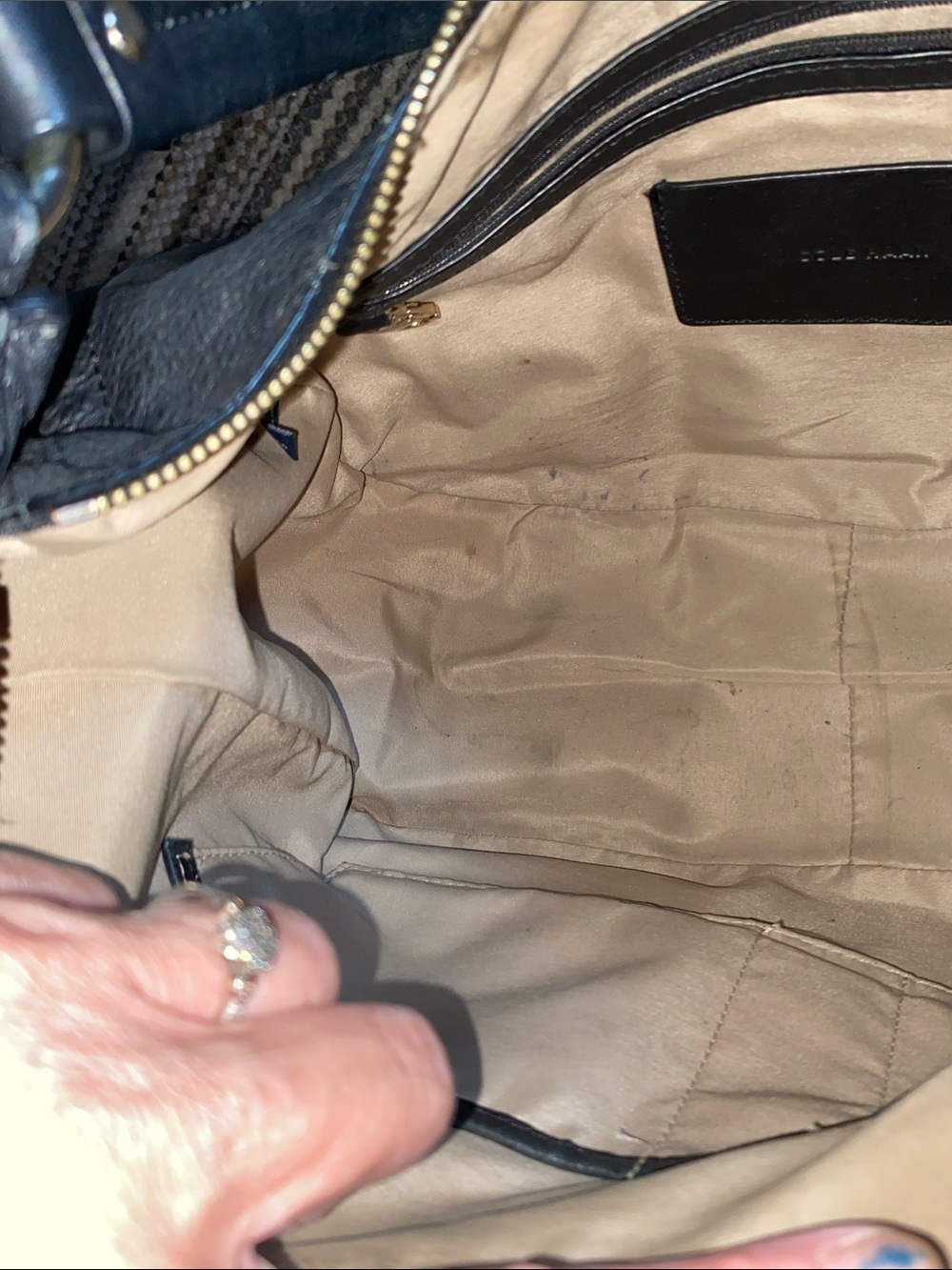 Cole Haan Black pebble Leather Shoulder Bag with Gold-Tone Accents - Picture 12 of 16
